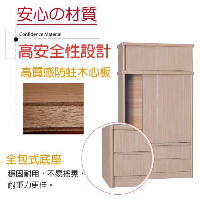 品家居 加菲多6尺雙推門衣櫃(五色可選)-180x60x192cm-免組