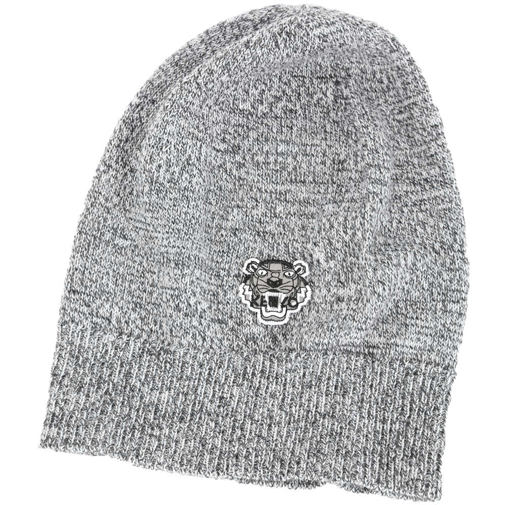 KENZO Tiger Beanie 灰混色虎頭圖騰羊毛針織帽(100%WOOL)