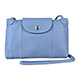 LONGCHAMP Le Pliage Cuir系列小羊皮拉鍊斜背小包(迷霧藍) product thumbnail 1