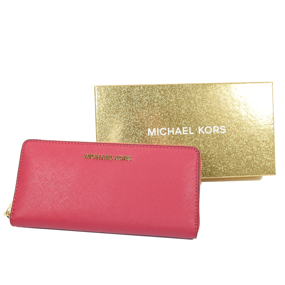 MICHAEL KORS GIFTABLES防刮牛皮拉鍊長夾(梅紅)