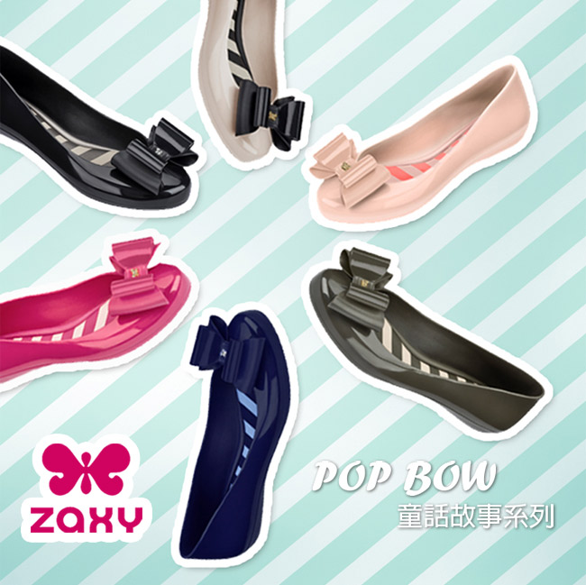 Zaxy 巴西 女 POP BOW 法式蝴蝶結娃娃鞋(墨綠)