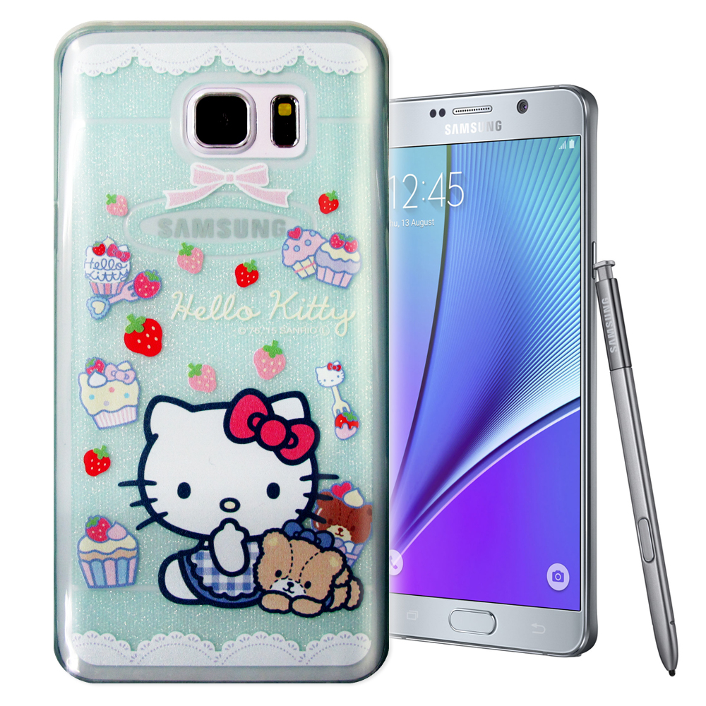 三麗鷗 Samsung Note 5 閃粉軟式手機殼(HelloKitty&Bear)