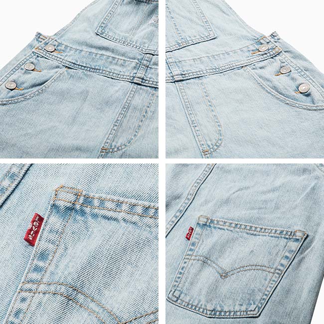 Levis 吊帶褲 女款 經典雙馬Logo 淺藍