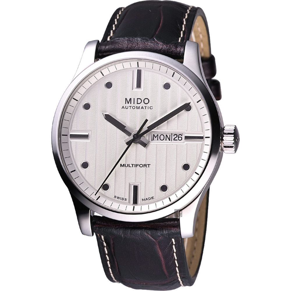 MIDO 美度 官方授權 Multifort 先鋒系列經典機械腕錶-銀x咖啡/42mm M0054301603180