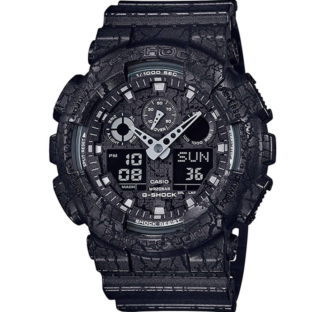 G-SHOCK 街頭潮流岩石紋理設計運動錶(GA-100CG-1A)-黑/51mm | G-SHOCK