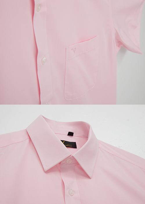 Emilio Valentino范倫提諾都會經典短袖襯衫-粉紅