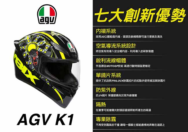 AGV K1 全罩安全帽 FLAVUM 46台灣公司貨 亞洲頭型