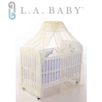 【美國 L.A. Baby】豪華全罩式嬰兒床蚊帳(加大加長型/淡黃色)