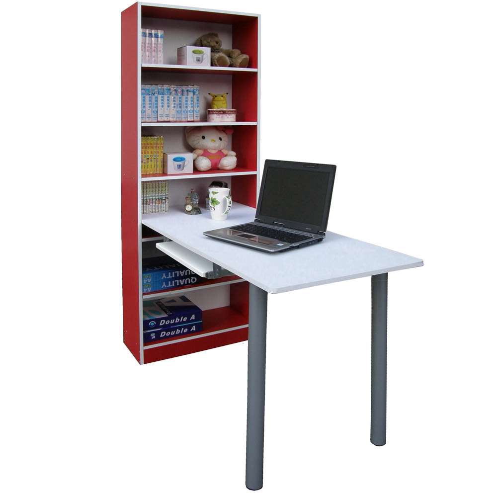 Dr. DIY 大6格書櫃型書桌/電腦桌-紅白色