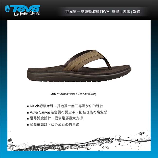 TEVA Voya Canvas Flip 男休閒拖鞋 橄欖綠