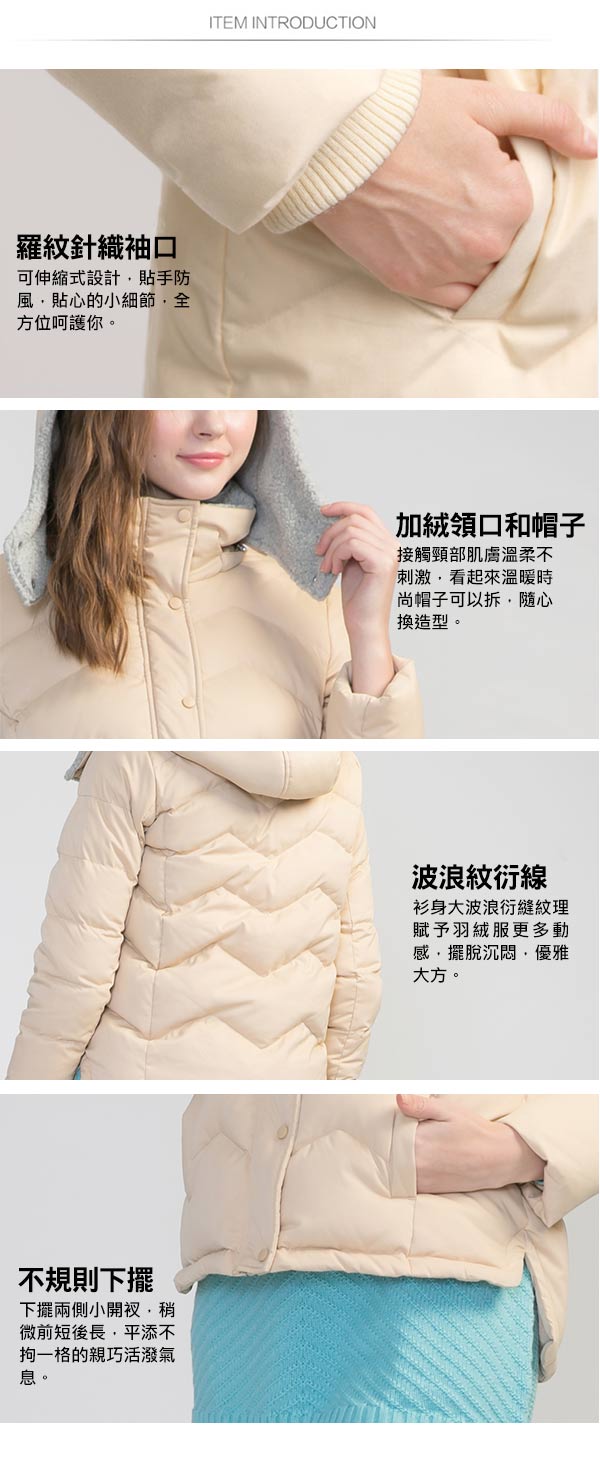 GIORDANO 女裝80%羽絨防潑水可拆帽羽絨外套- 82 卵石杏