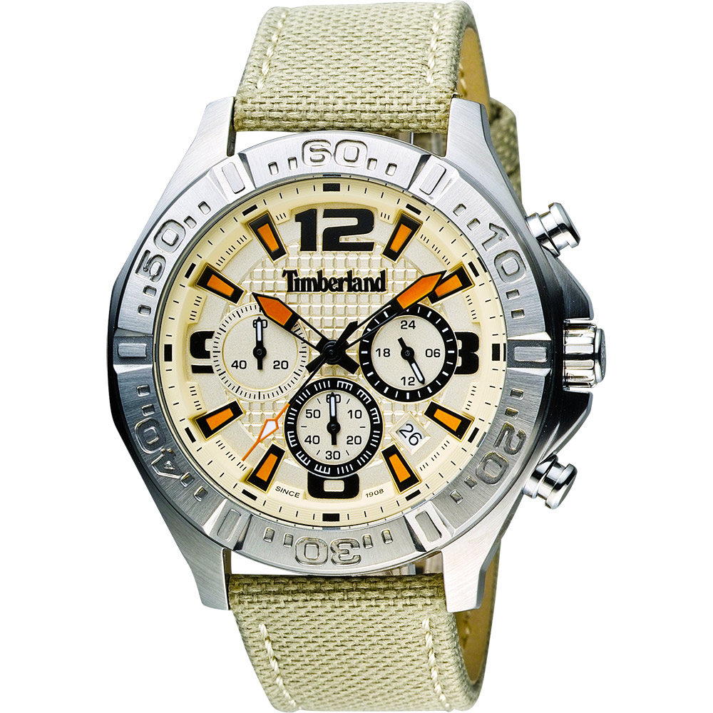 Timberland Men Quartz三眼計時腕錶-黃x綠/45mm