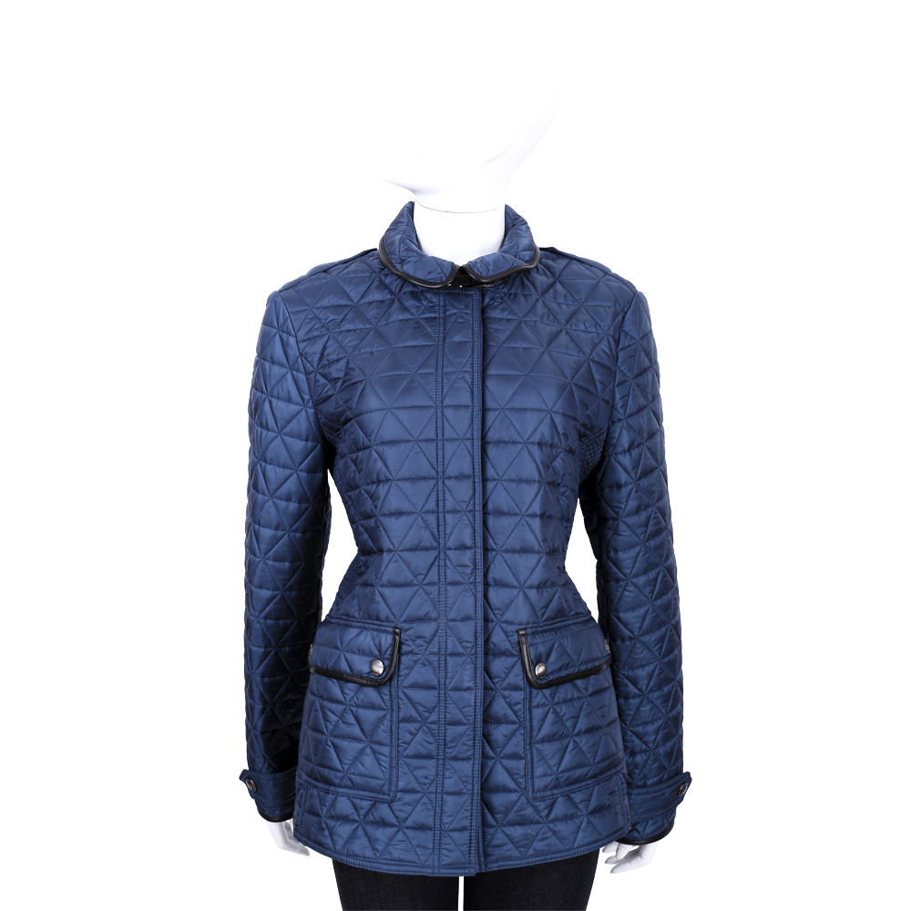 BURBERRY 藍色菱格絎縫拼接設計外套