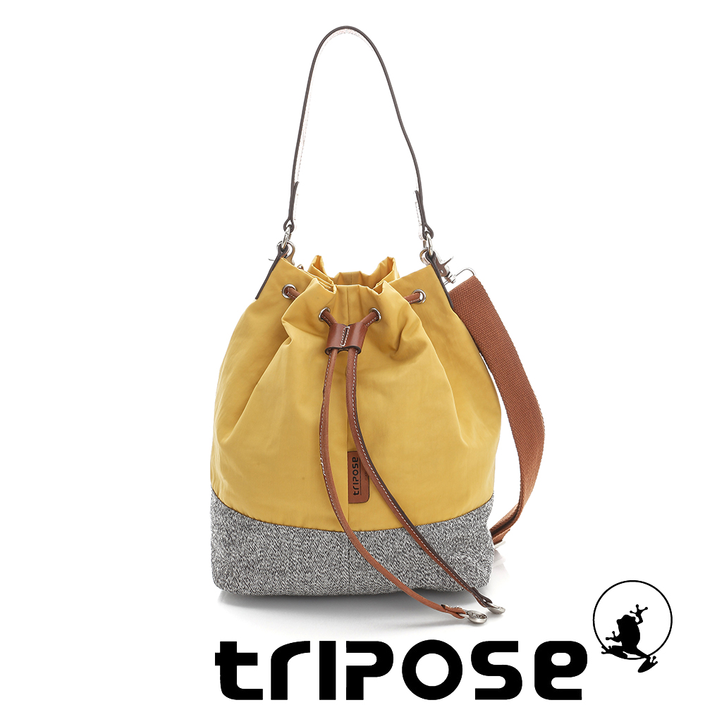 tripose 漫遊系列岩紋玩色束口水桶包 黃