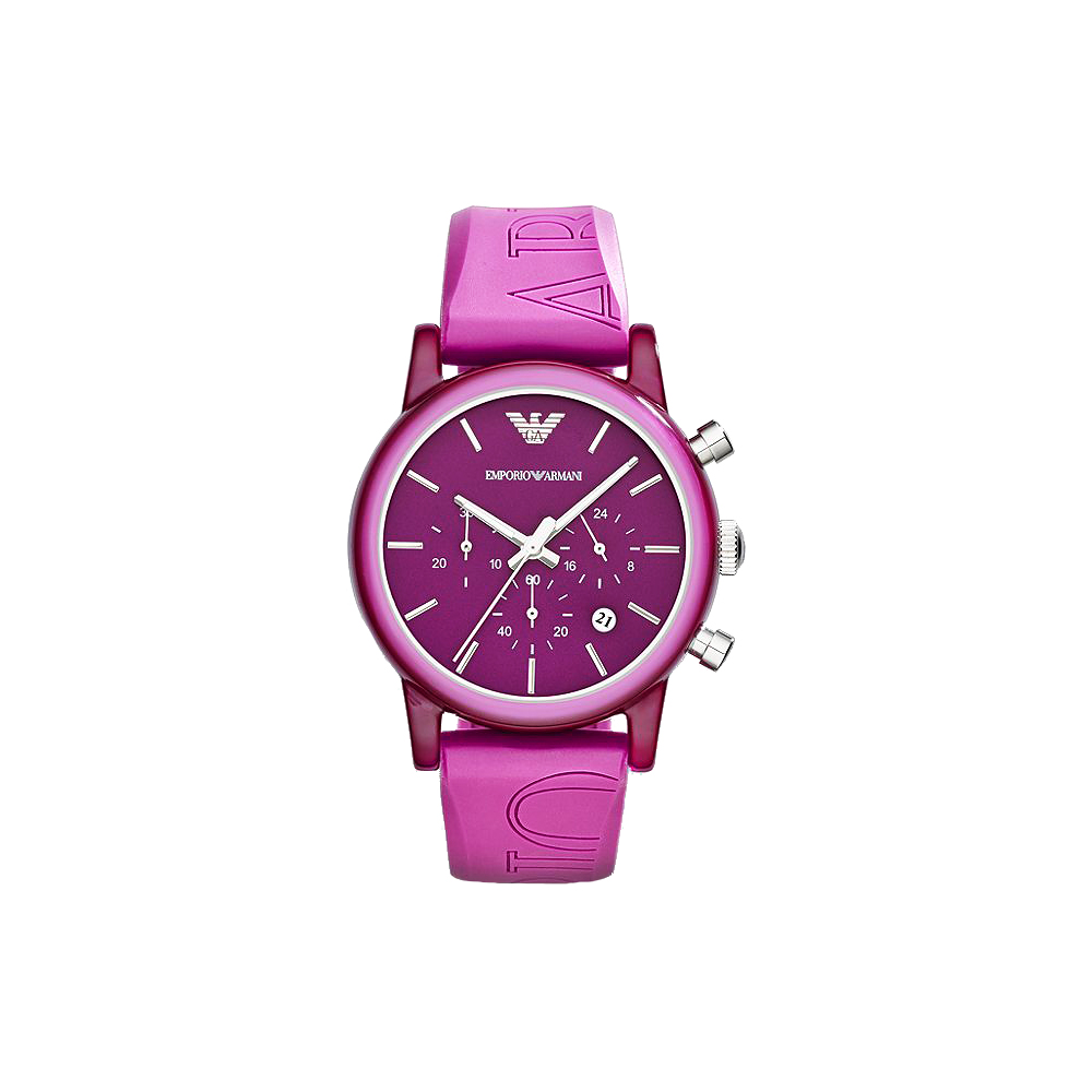 ARMANI Classic 時尚三眼計時腕錶-紫/41mm