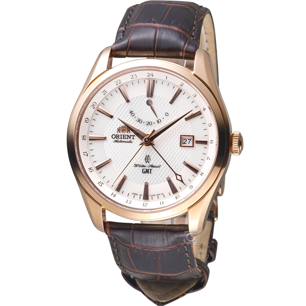 ORIENT 東方錶 GMT系列 雙時區機械錶(SDJ05001W)咖啡/42mm
