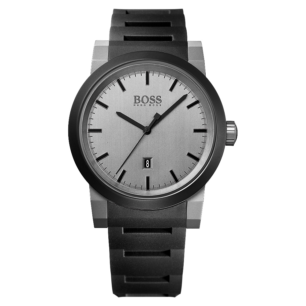 Hugo Boss 英倫紳士系列大三針腕錶-灰/44mm