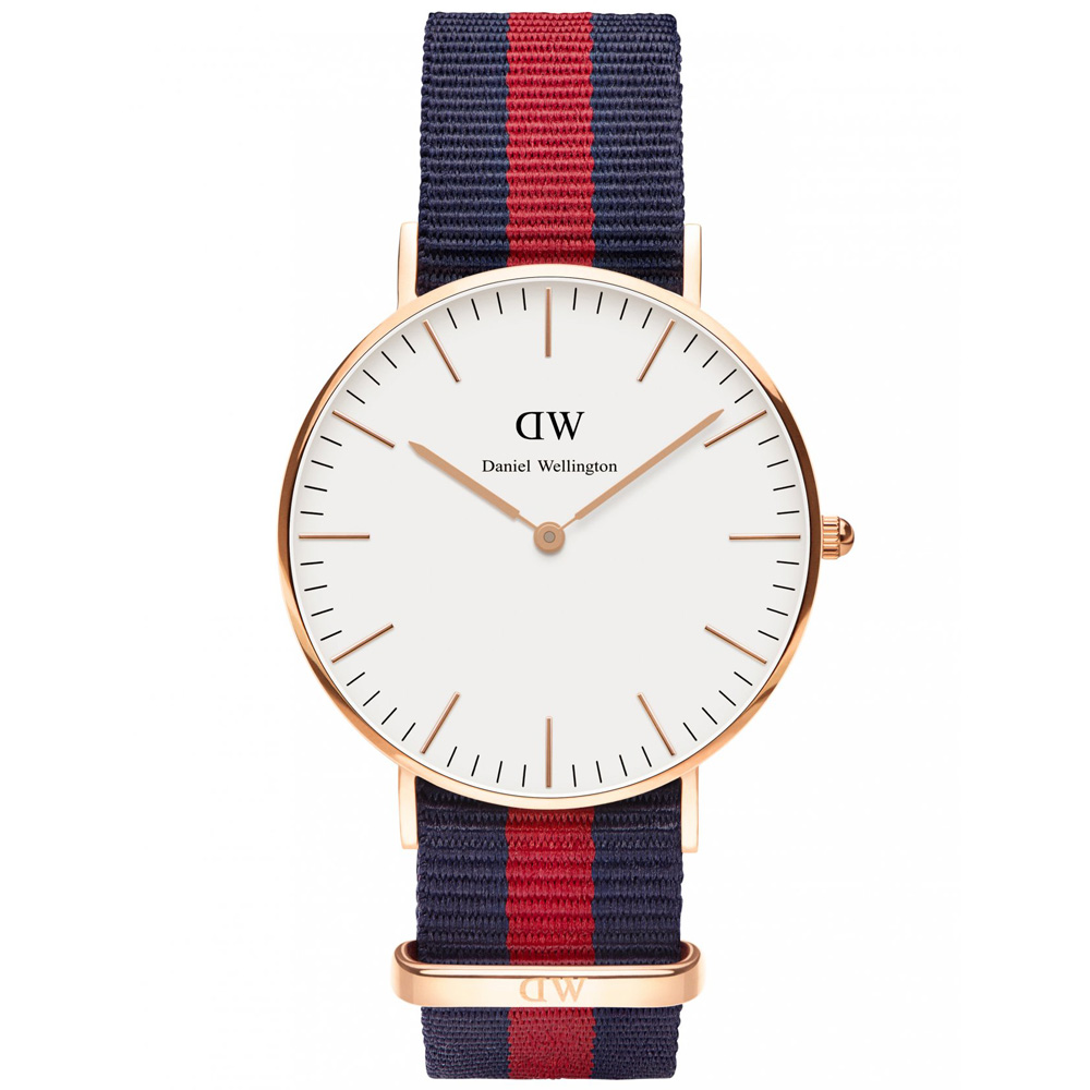 DW Daniel Wellington 經典藍紅帆布錶帶(0501DW)-金框/36mm