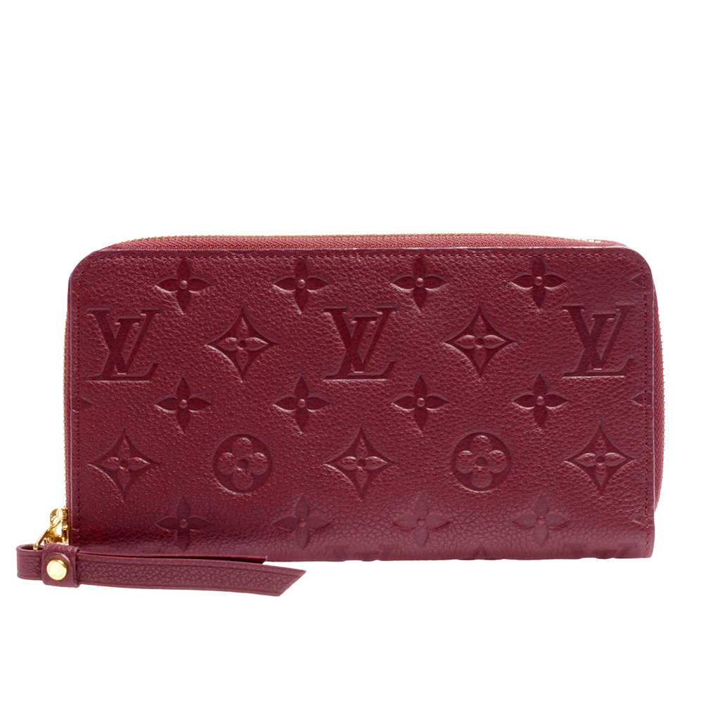 LV M60298 Monogram Empreinte壓紋小牛皮拉鍊全開長夾(紫紅色)