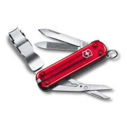 VICTORINOX 瑞士維氏 迷你8用指甲剪瑞士刀-透明紅