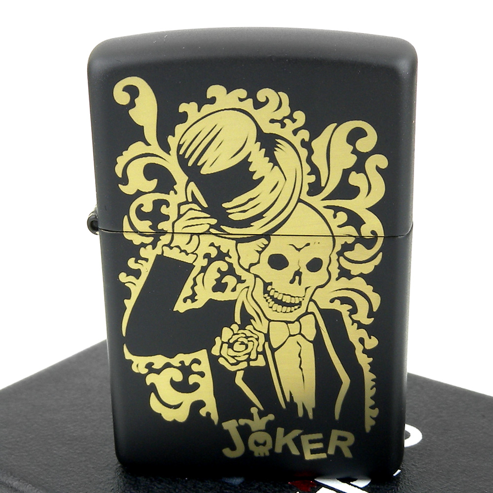 ZIPPO 美系~Joker-骷髏小丑圖案黑色烤漆打火機