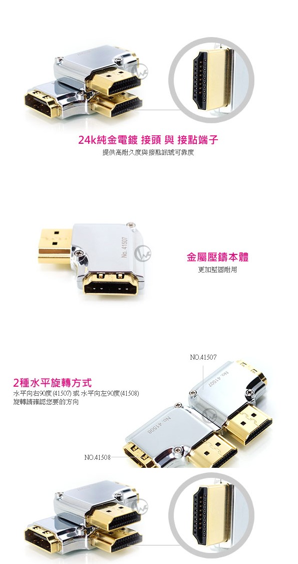 LINDY 林帝HDMI 1.4M 轉向頭(水平向右90度旋轉 A公對A母)