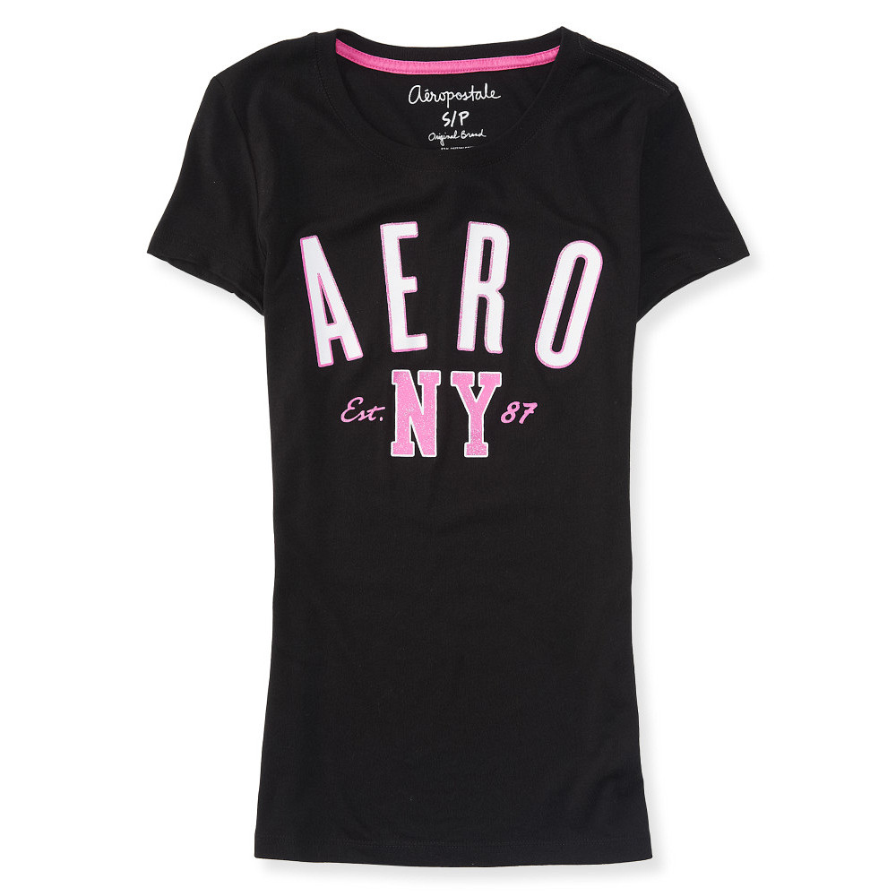 AERO 女裝 亮晶晶印刷短T恤(黑)