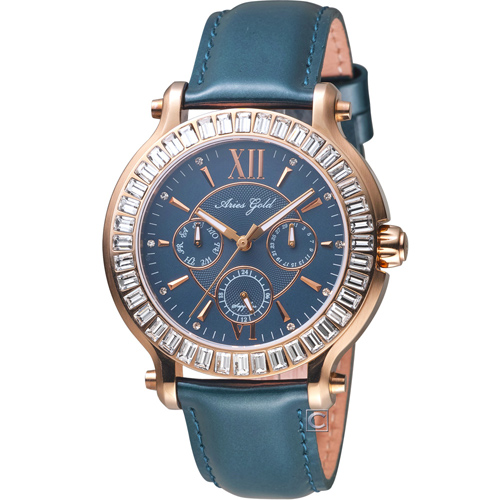 Aries Gold 雅力士 ROSA 魅惑系列高貴腕錶-藍/38mm