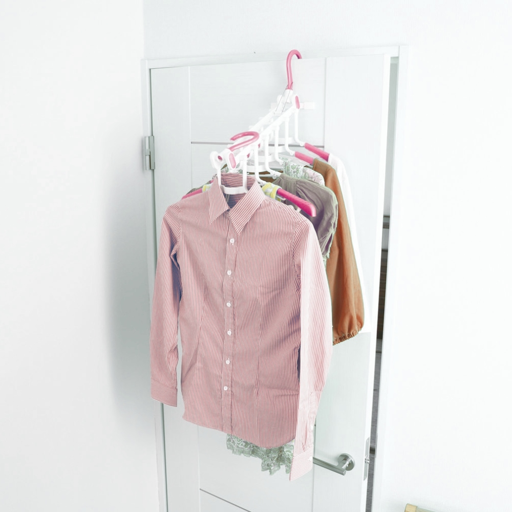 【促銷】日本AISEN室內機能6連粉紅曬衣架
