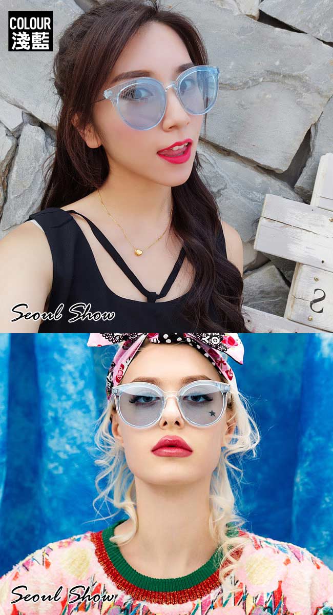 Seoul Show 藍色海洋的傳說 韓系時尚透明框太陽眼鏡 粉色