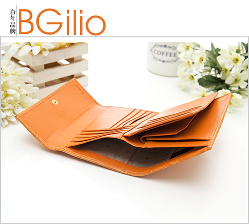 義大利BGilio - 亮麗鱷魚紋中夾 - 橘黃色 1453.306
