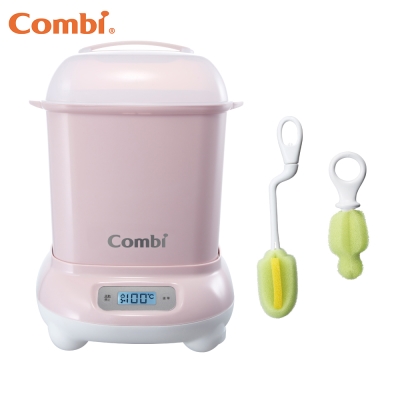 Combi Pro 高效烘乾消毒鍋+海綿奶嘴+奶瓶刷(優雅粉)