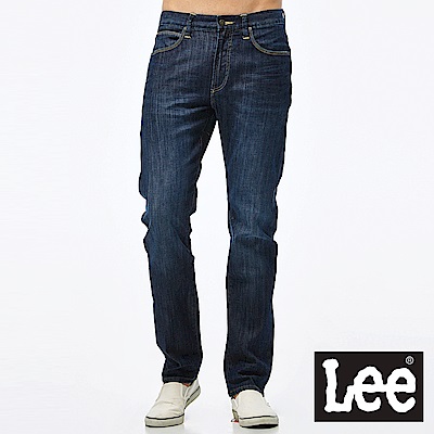 Lee 牛仔褲 中腰舒適小直筒牛仔褲-男款-中深藍