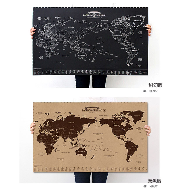indimap 環遊世界世界地圖海報(改版-單張)-03著色版