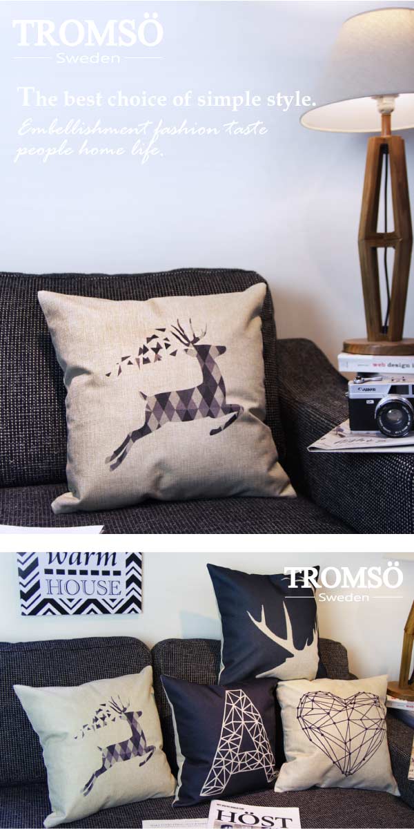 TROMSO-品味英倫棉麻抱枕/極簡麋鹿