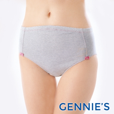 Gennies專櫃-010系列-孕婦中腰內褲(灰條紋TB26)
