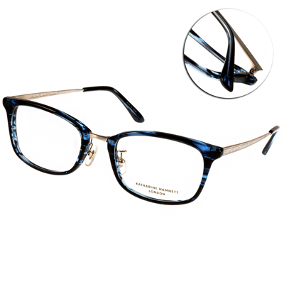 KATHARINE HAMNETT眼鏡 鏡腳雕刻鈦金屬系列/藍-銀#KH9139 C01