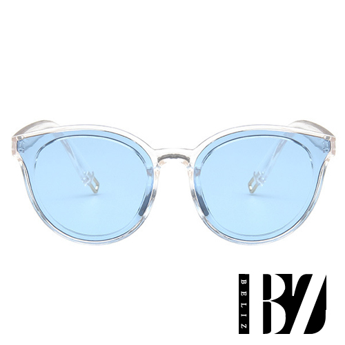 BeLiz 透視眼神 微貓眼膠框墨鏡 透明藍