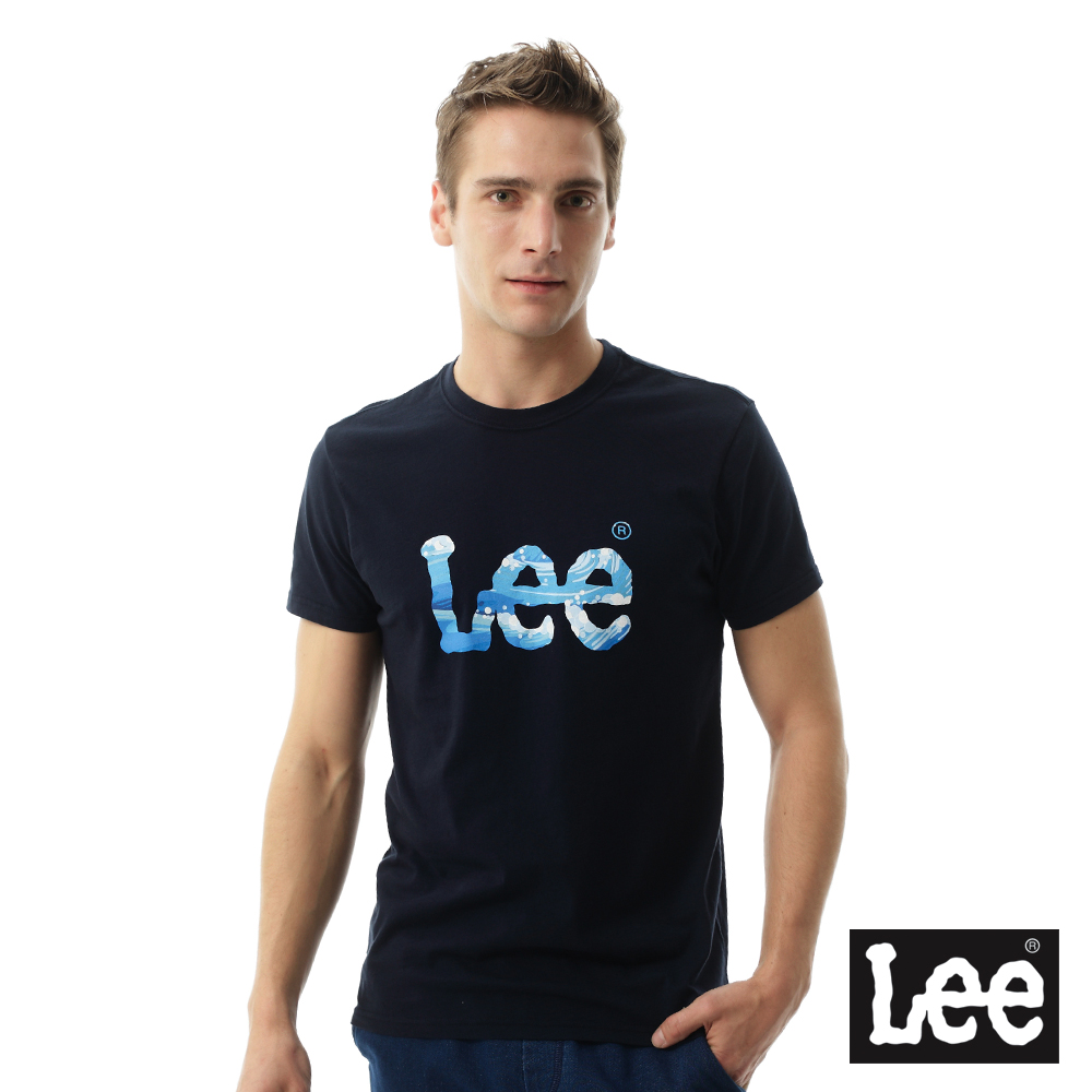 Lee 短袖T恤 海浪LOGO印刷短袖圓領TEE/RG-男款-藍