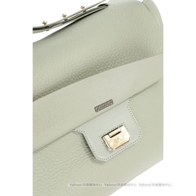 FURLA Capriccio 荔紋皮革手提包(灰綠色)