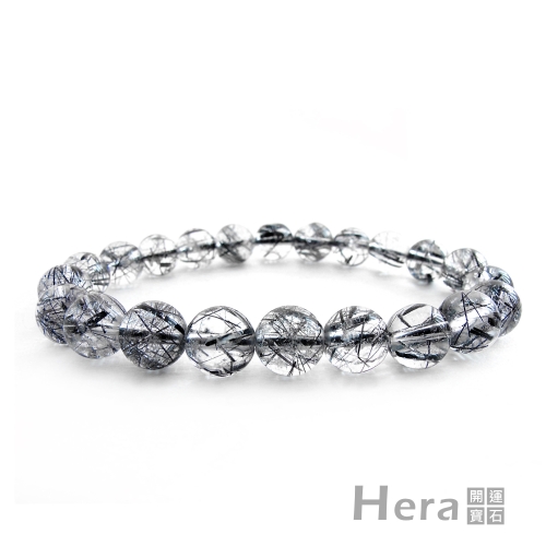 Hera頂級晶透濃密黑髮晶手珠(8mm)