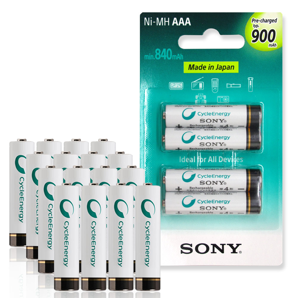 SONY 低自放4號新型900mAh充電電池(16顆入)