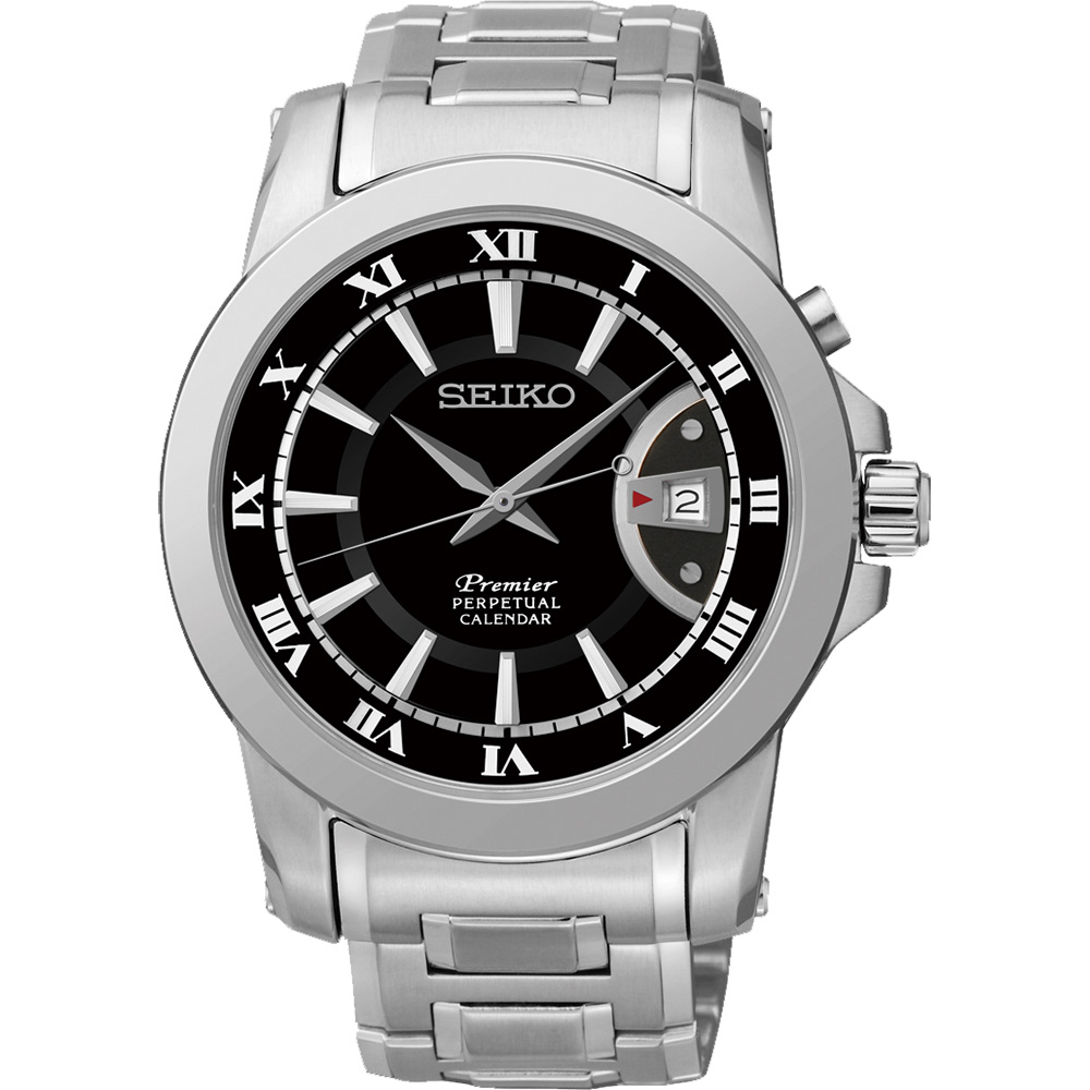 SEIKO Premier 紳士萬年曆腕錶-黑x銀/40mm 6A32-00X0D