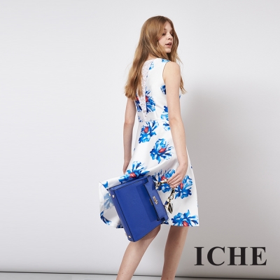 ICHE 衣哲 立體提花蕾絲拼接造型禮服洋裝