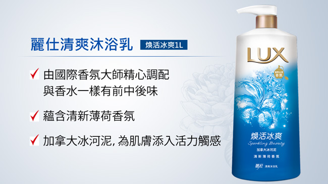 LUX 麗仕 清爽沐浴乳煥活冰爽1L