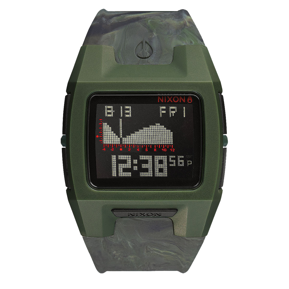 NIXON LODOWN SILICONE 迷幻漩渦海潮休閒腕錶-迷幻綠/39mmX31m
