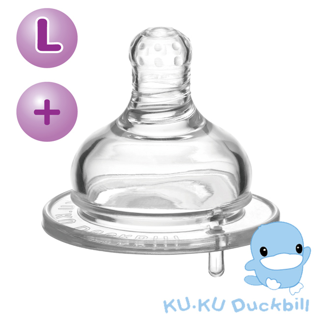 任選-KU.KU酷咕鴨 防脹氣母乳型奶嘴-寬口十字L*2個(適3-6M)