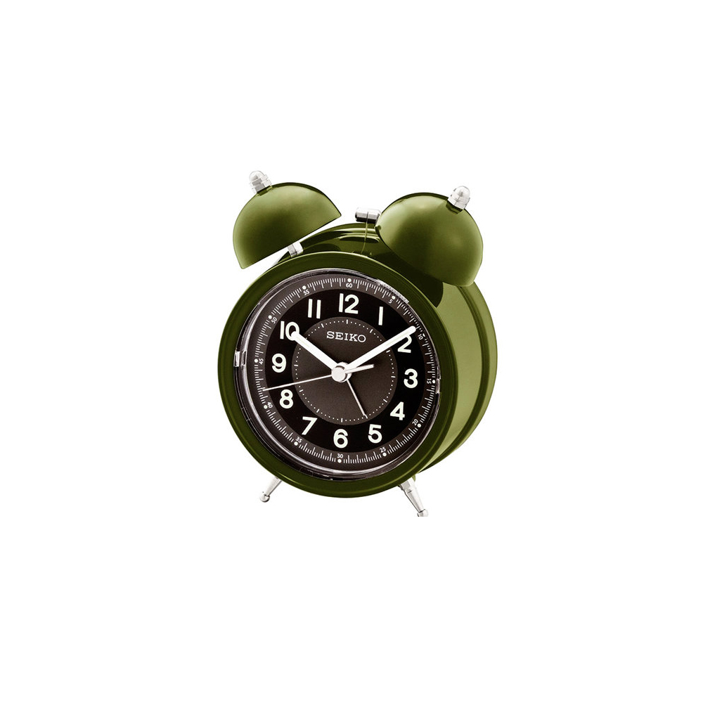 SEIKO 精工 響鈴聲 靜音 貪睡鬧鐘(QHK035M)-綠/11.1X8.4cm
