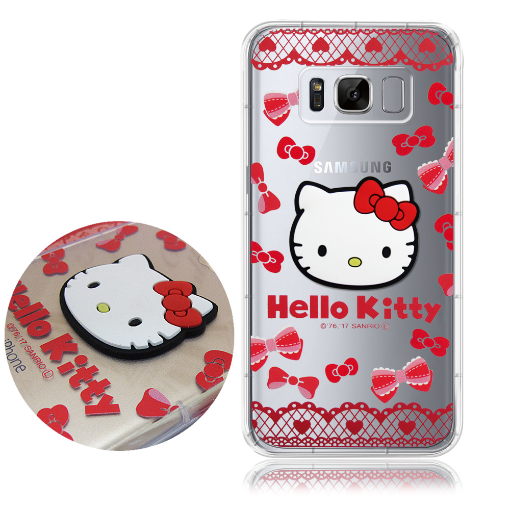 正版授權 Hello Kitty 三星 Galaxy S8 立體大頭空壓手機殼(蕾絲凱蒂)