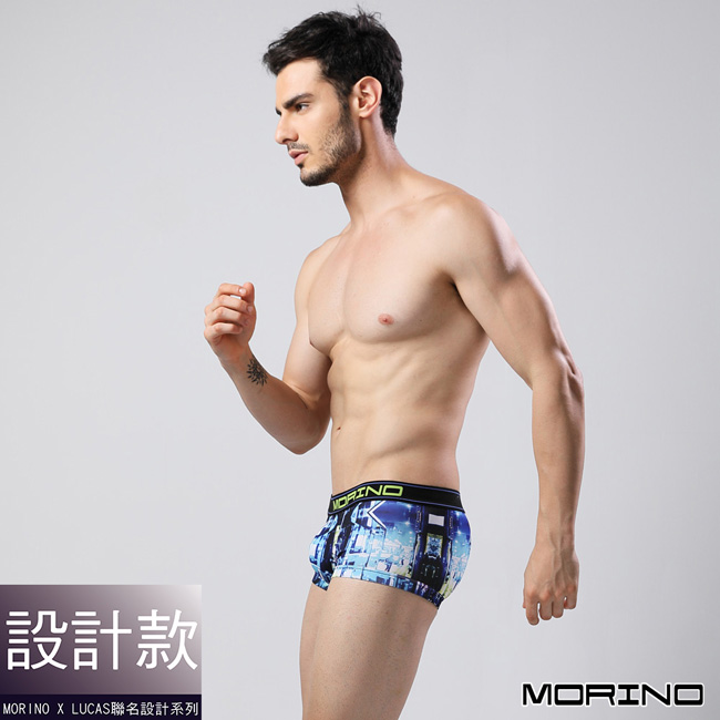 男內褲 設計師聯名-速乾涼爽時尚平口褲藍(超值3入組)MORINOxLUCAS